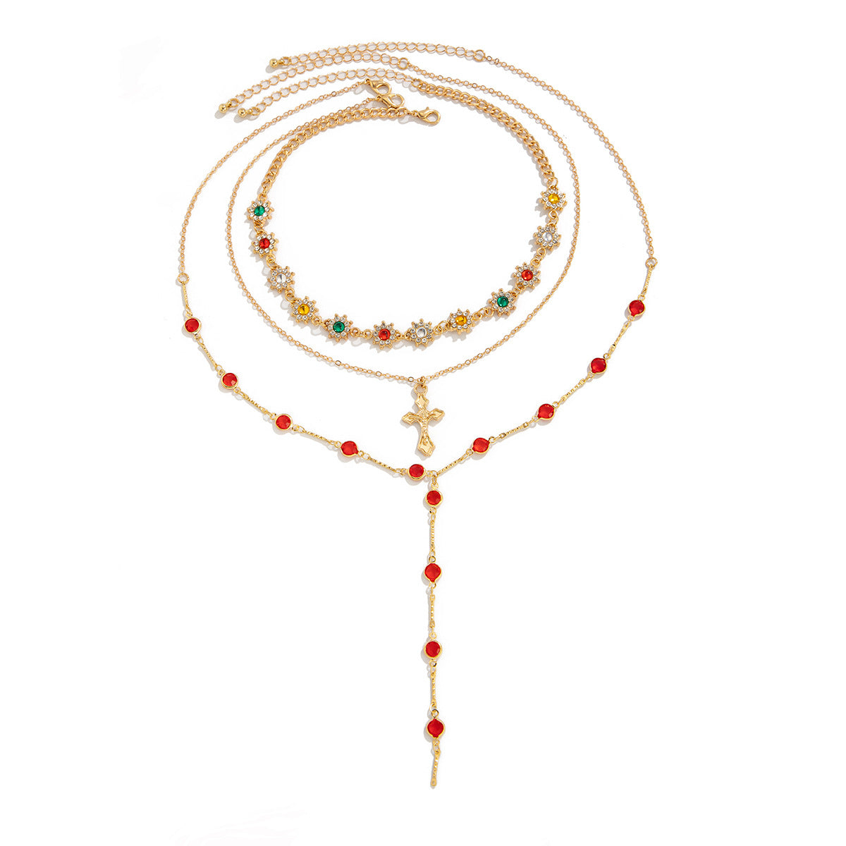 Wholesale Long necklace with diamond cross pendant