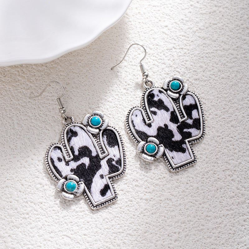 Wholesale Vintage Bohemian Turquoise Leopard Print Earrings