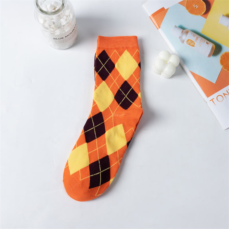 Wholesale Four Seasons Thanksgiving Diamond Check Socks