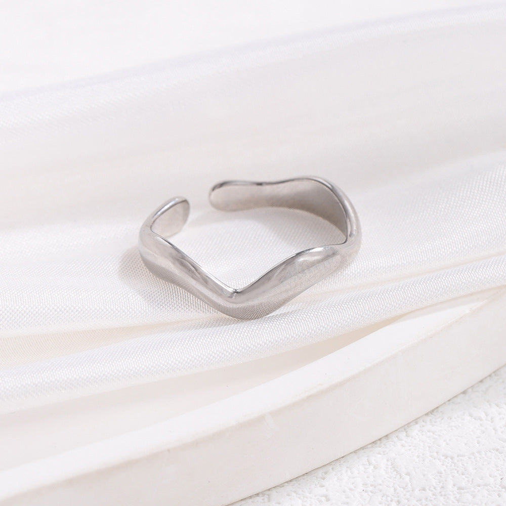 Wholesale Wave plain ring open titanium steel adjustable ring