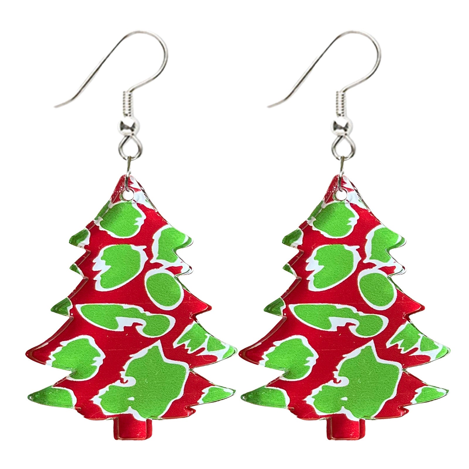 Wholesale Christmas Creative Christmas Tree Shape Colorful Design Acrylic Earrings