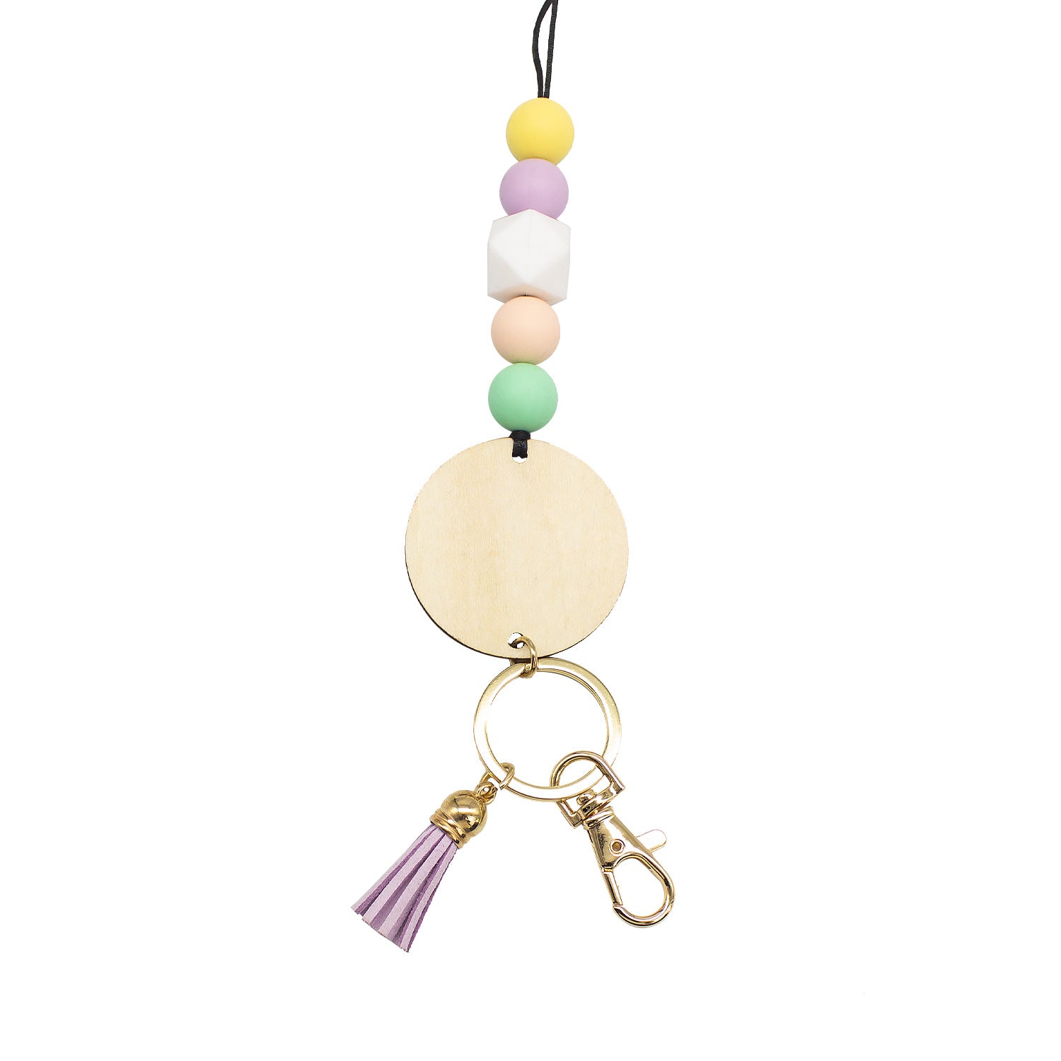 Wholesale Silicone Beaded Wooden Sign Acrylic Lanyard Keychain
