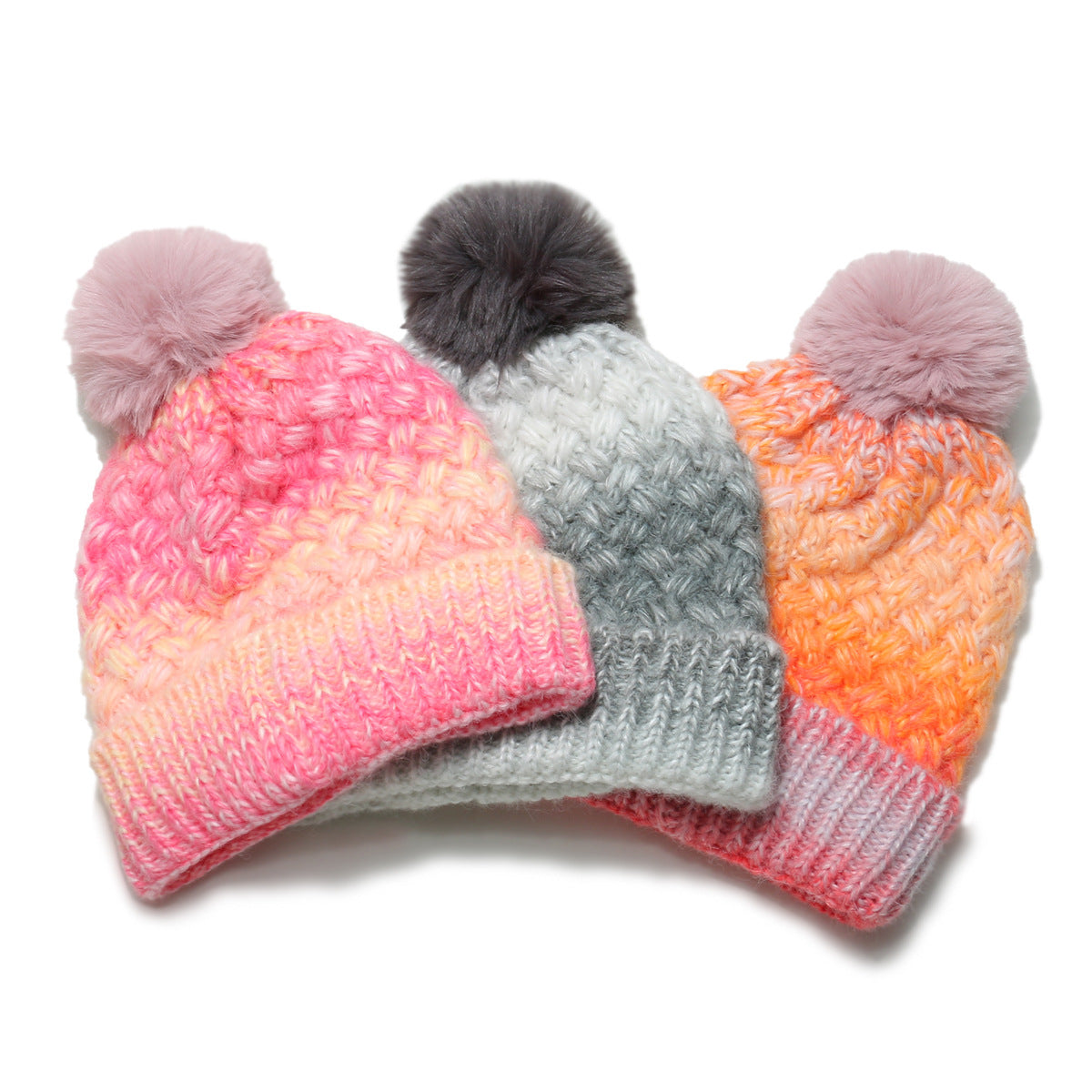 Wholesale Autumn and Winter New Warm Fur Balls with Fleece Thickened Ear Protection Caps and Beanie Hats