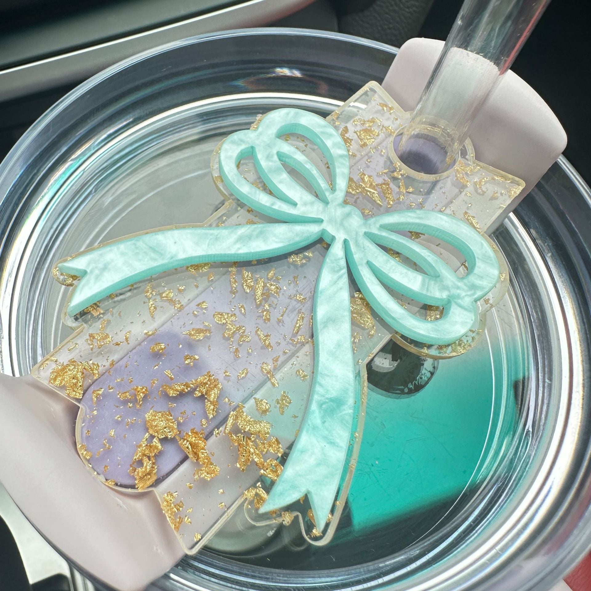 Wholesale Tumbler Tag 40oz Ice Cup Gold Foil Ripple Bow Tag