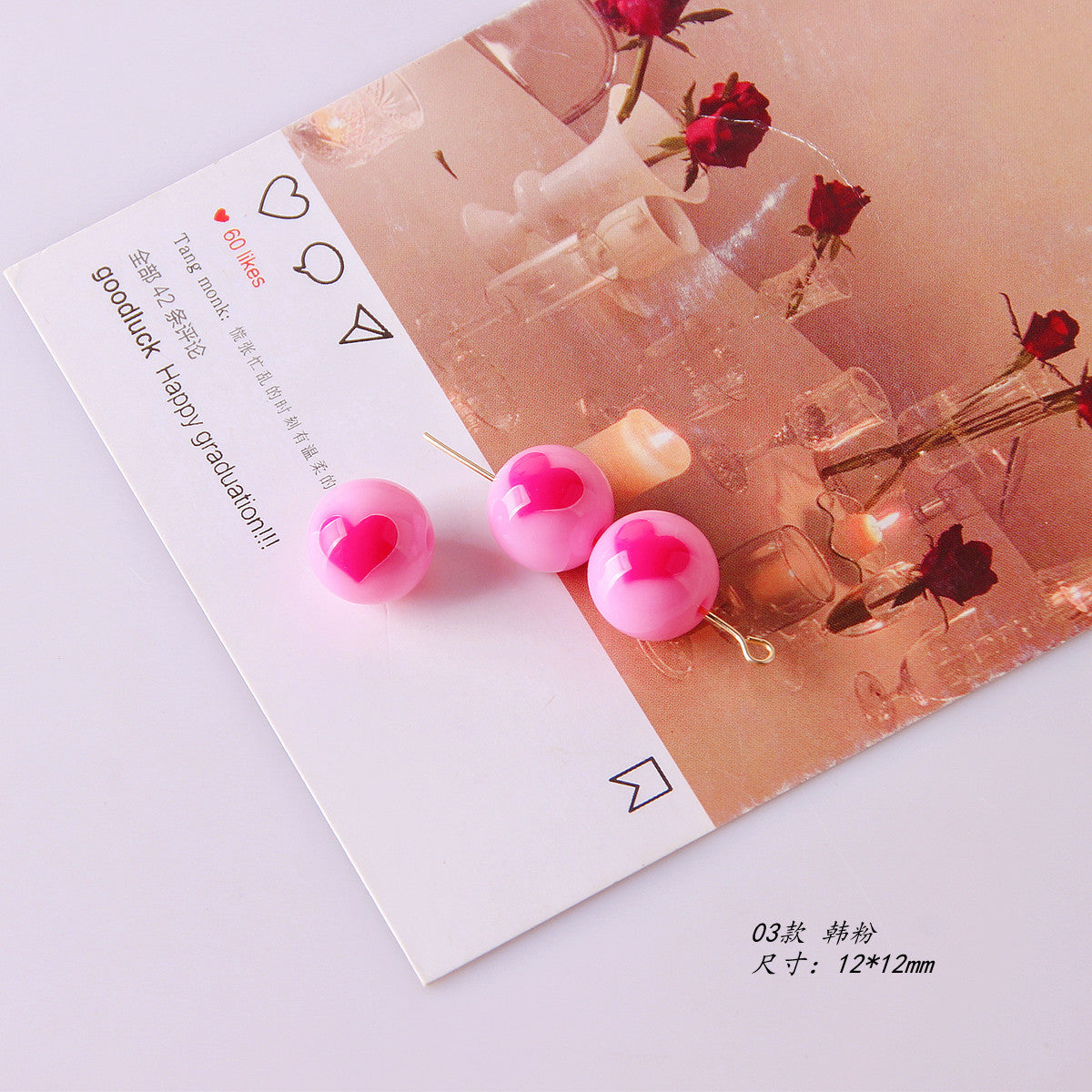 Cuentas de cuerda de combate de color de corazón acrílico de 10 piezas acrílicas al por mayor