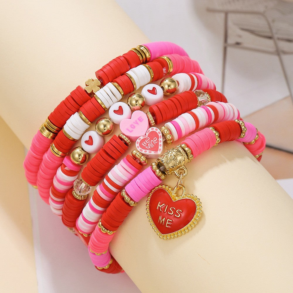 Wholesale Valentine' s Day Love Stacked Letter clay bead bracelet