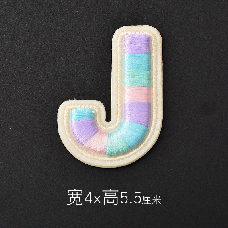 Wholesale Polyester 3D Embroidered Letter Patches Rainbow Self Adhesive DIY Fabric Appliques For Clothing Bags Shoes Hats Boutique Resale