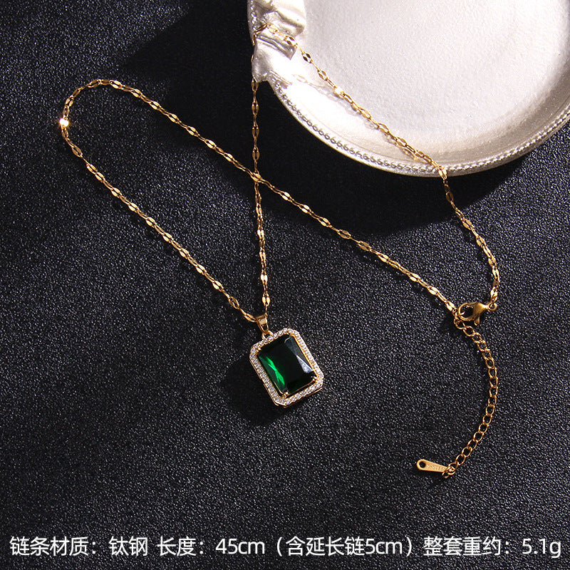 Wholesale Titanium steel necklace female zircon water drop pendant niche design jewelry