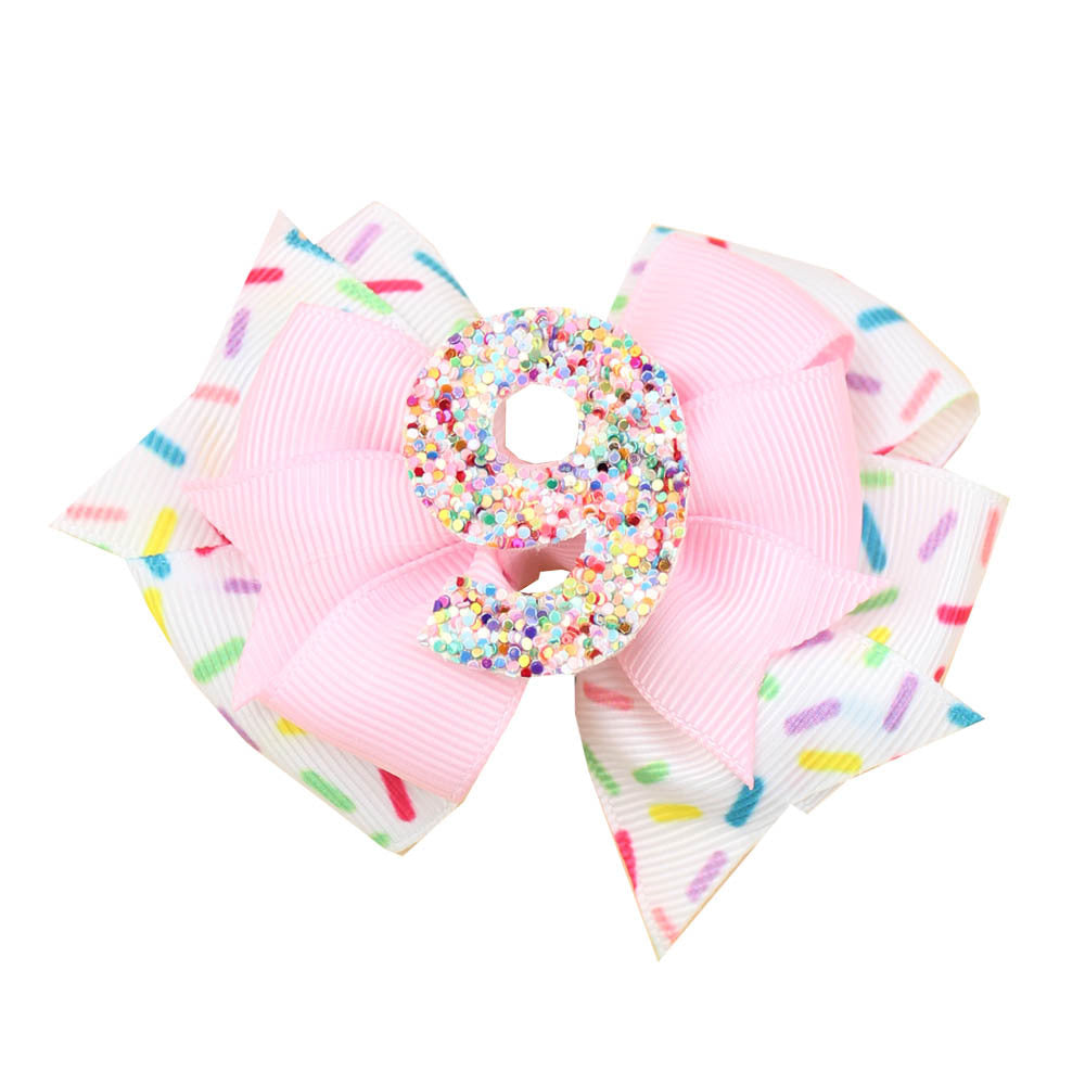 Wholesale 5pcs Birthday Number Gretel Baby Ice Cream Pink Hair Clip