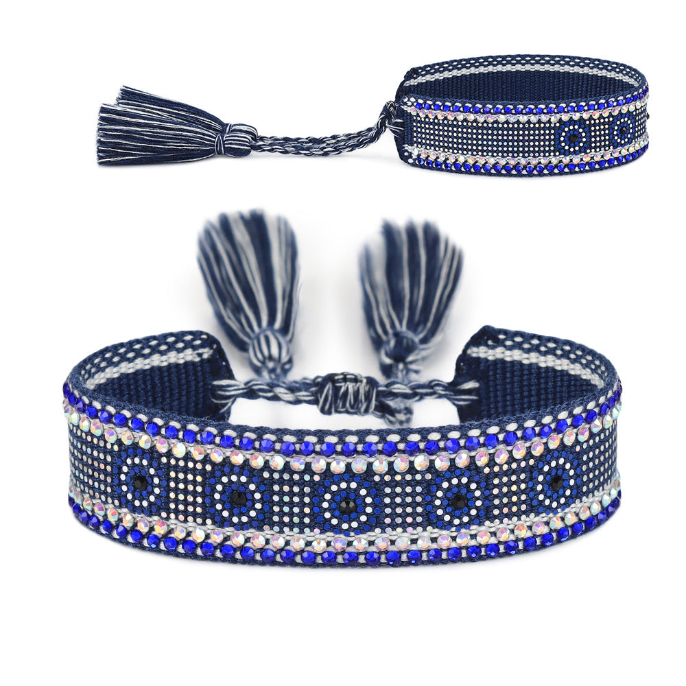 Wholesale Sequin Devil's Eye Woven Cord Bracelet