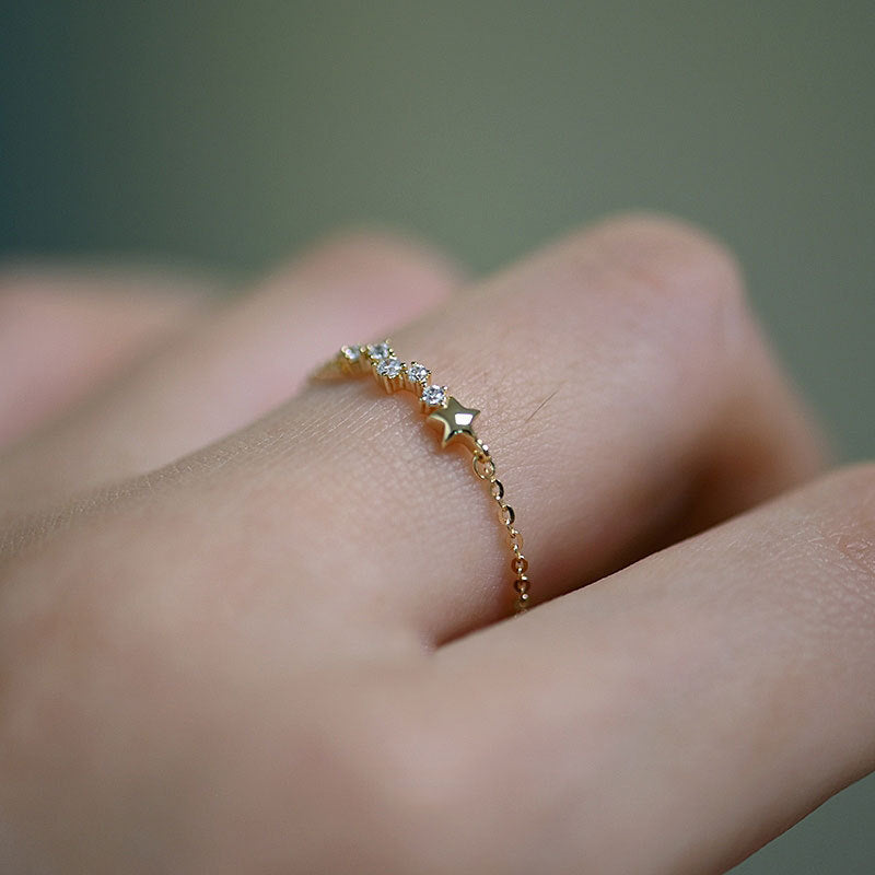 Anillo de estrellas de oro chapada en oro esterlina al por mayor