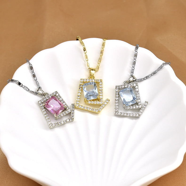 Wholesale Light Luxury 18K Gold-plated Micro-inlaid Zirconia Clavicle Chain