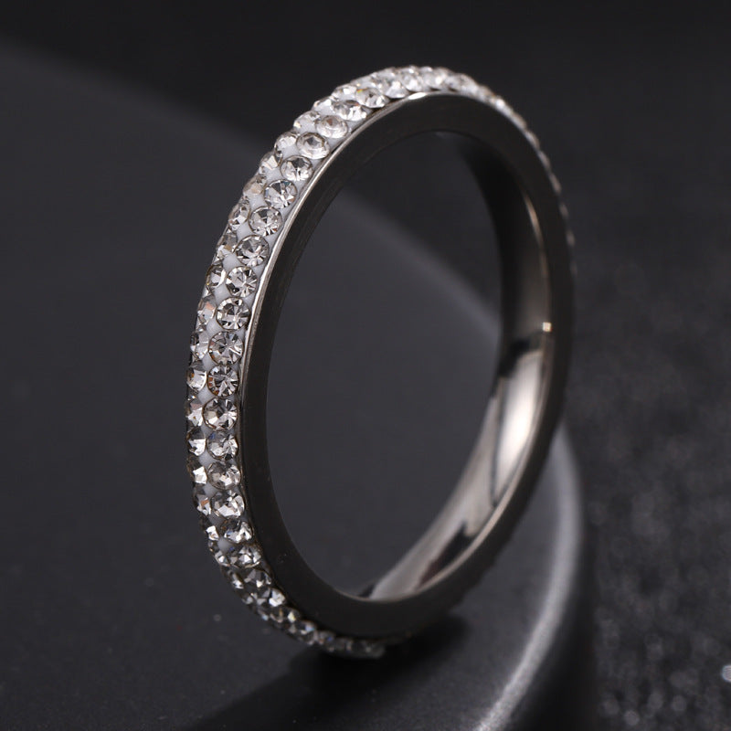 Wholesale five-row full diamond stainless steel rings