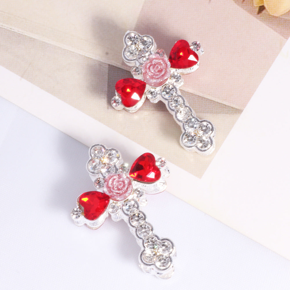 Wholesale 6 pcs/pack double-sided alloy flower-shaped cross DIY jewelry accessories