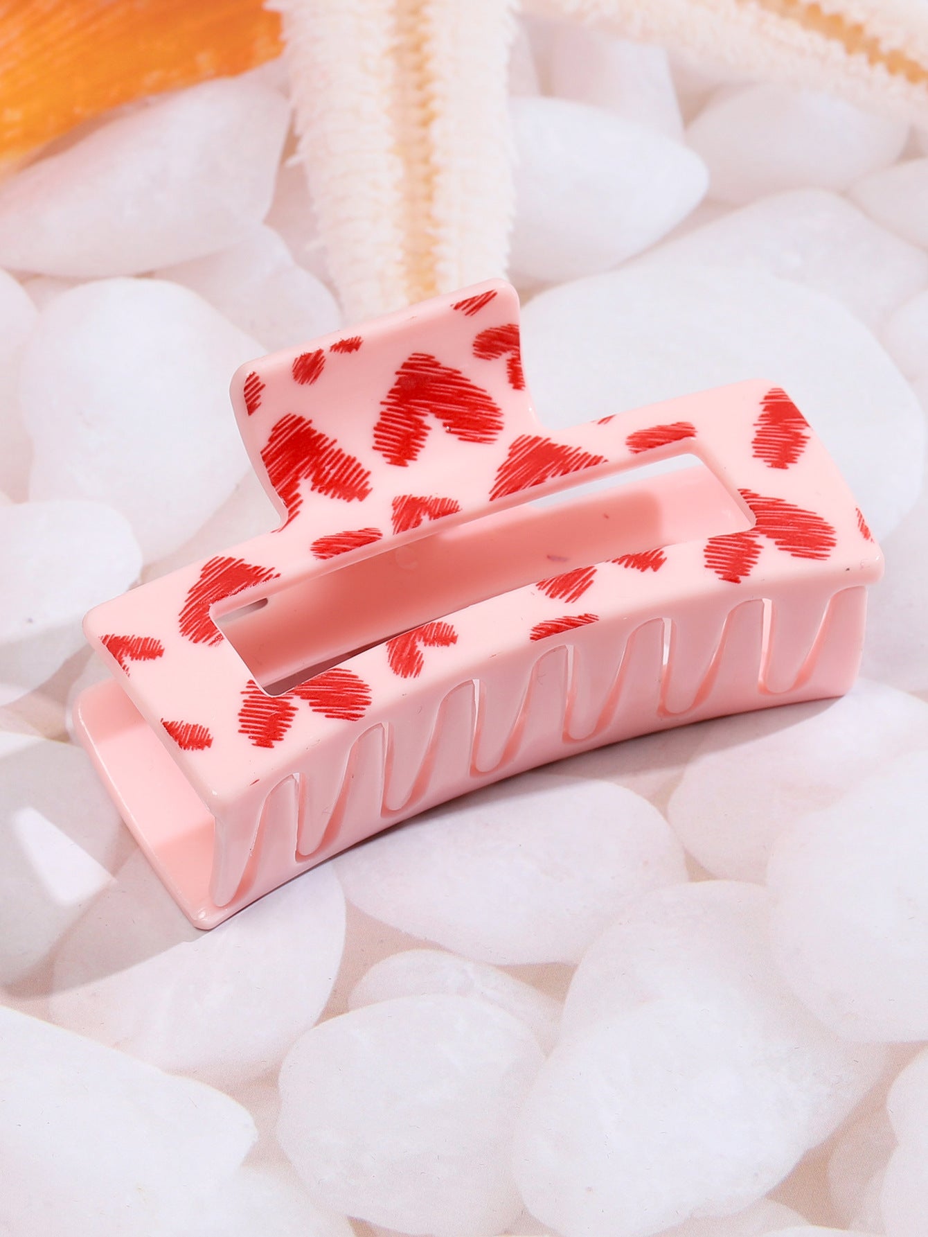 Wholesale  Printed Heart-Shaped Hair Clip  Large Shark Clip