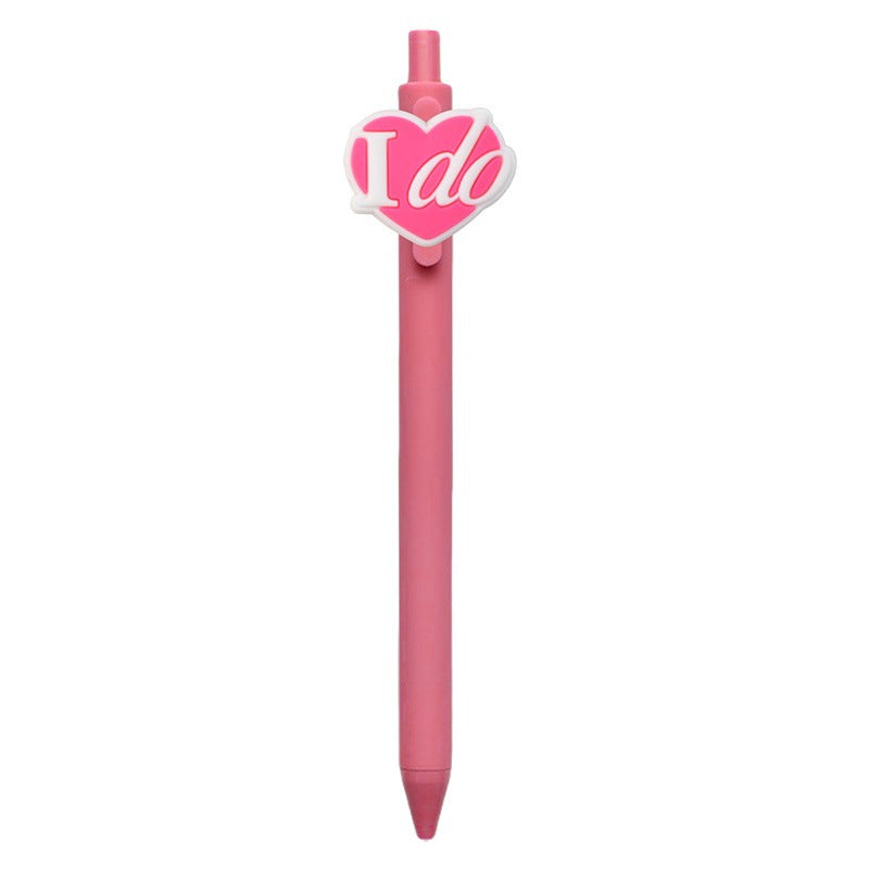 Wholesale 10pcs Pink Heart  Pvc Soft Glue Push-Type Ballpoint  Plastic Pen