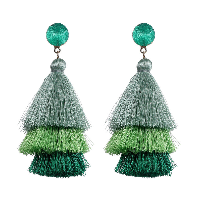 Wholesale Christmas Tassel Bell Long Earrings Hand Woven Alloy Women Jewelry Accessory Gift Boutique