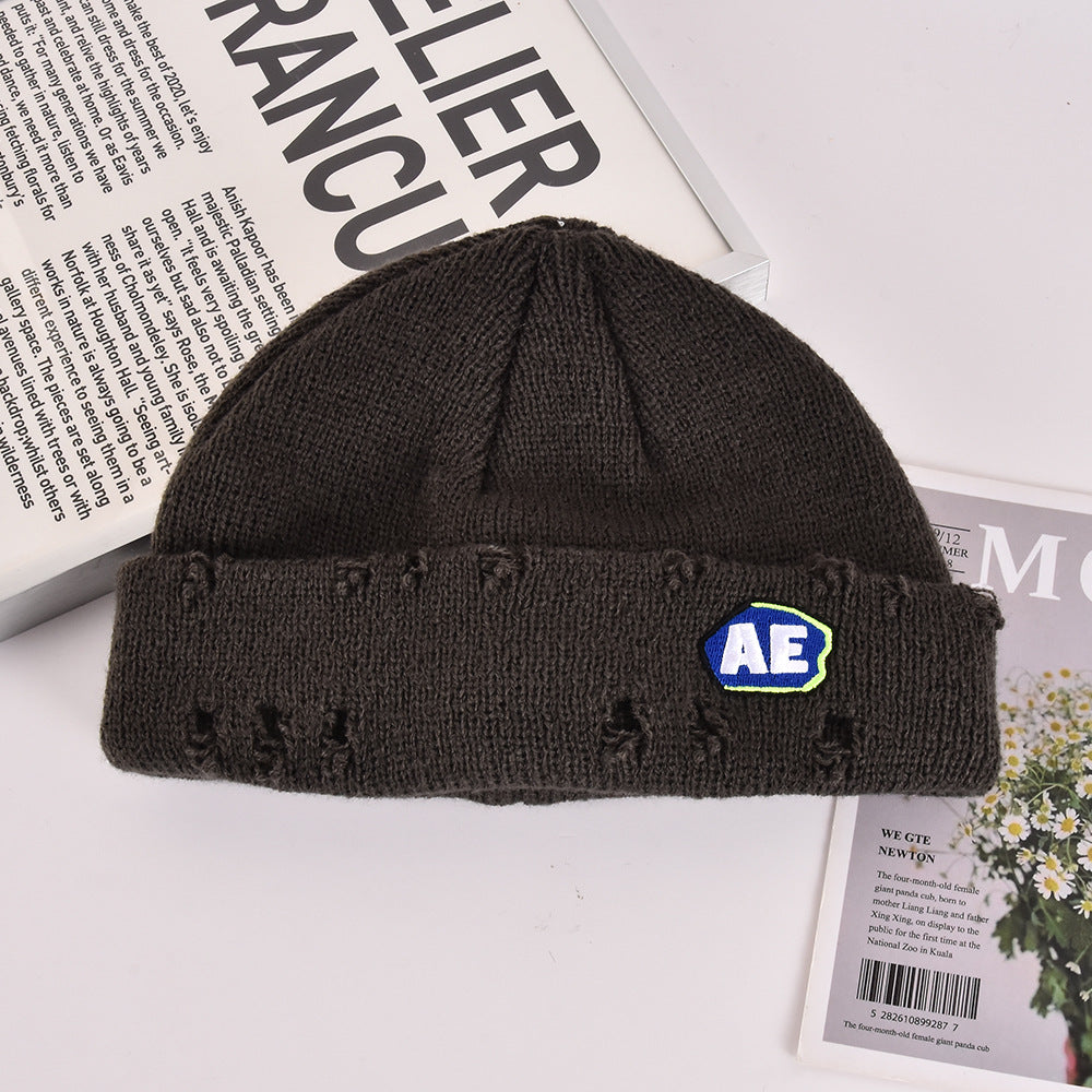 Wholesale Vintage Hole Knitted Melon Skin Hat