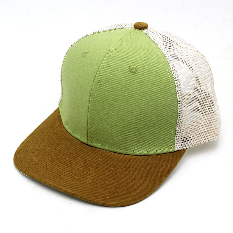 Wholesale Color Block Hip Hop Flat Brim Sunscreen Mesh Cotton Baseball Cap