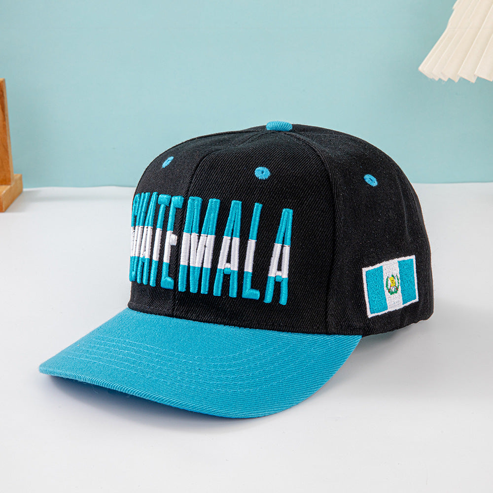 Wholesale Multi country flag hat color blocked flat brimmed baseball cap