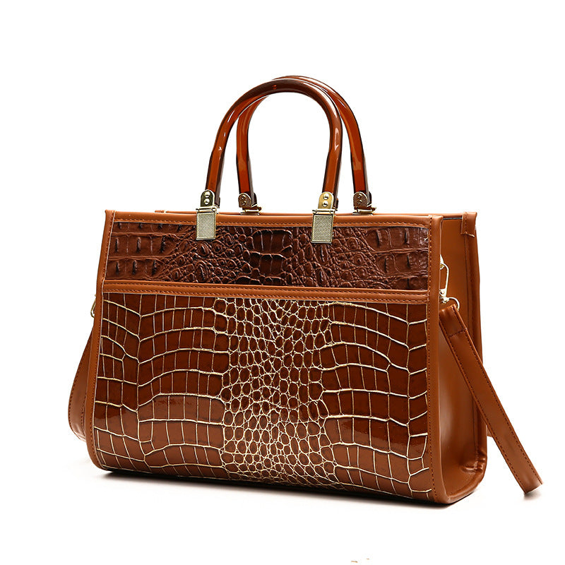 Wholesale PU High-capacity Crocodile Pattern Single Shoulder Diagonal Handbag