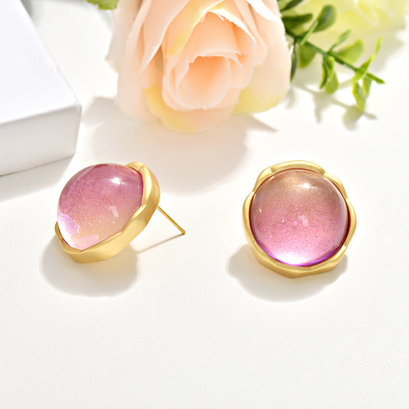 Wholesale Medieval style round flower glass Earrings