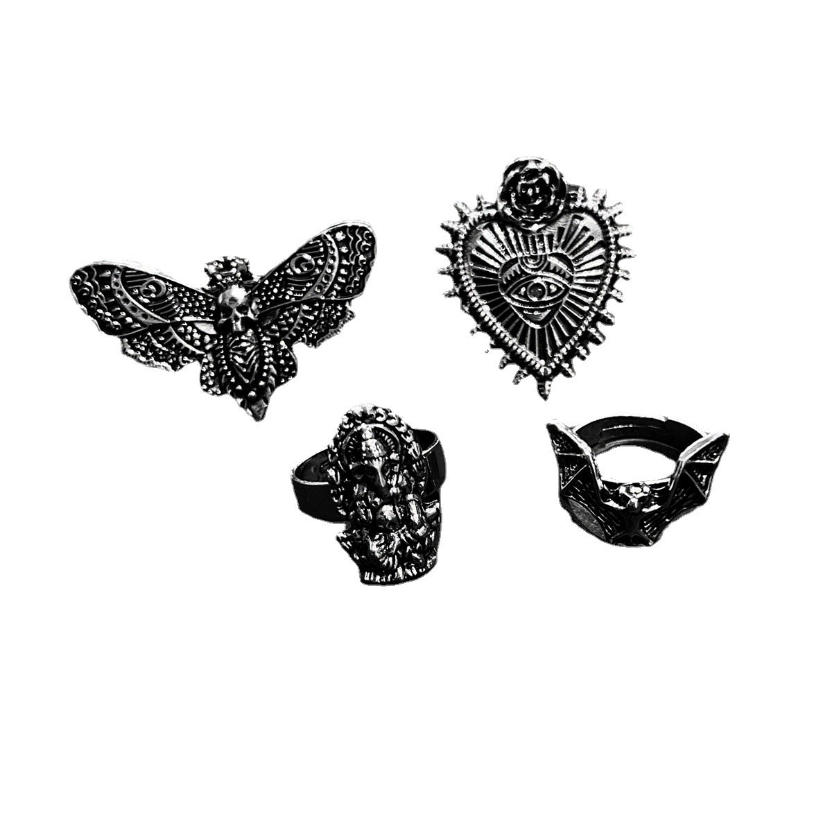 Wholesale New Vintage Insect Bat Heart Personality Alloy Ring