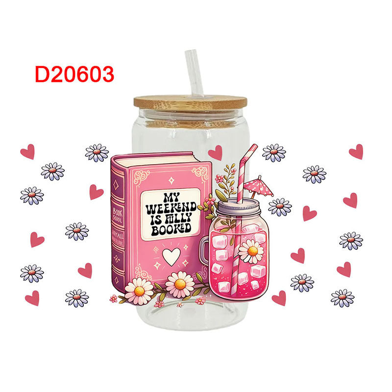Wholesale Cute Cartoon Reading Theme Books 16oz Cup UV DTF Wraps