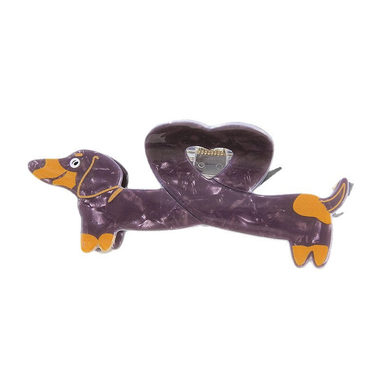 Wholesale Dachshund Shape PVC Hair Clip For Women Spray Painted Cute Hair Accessory