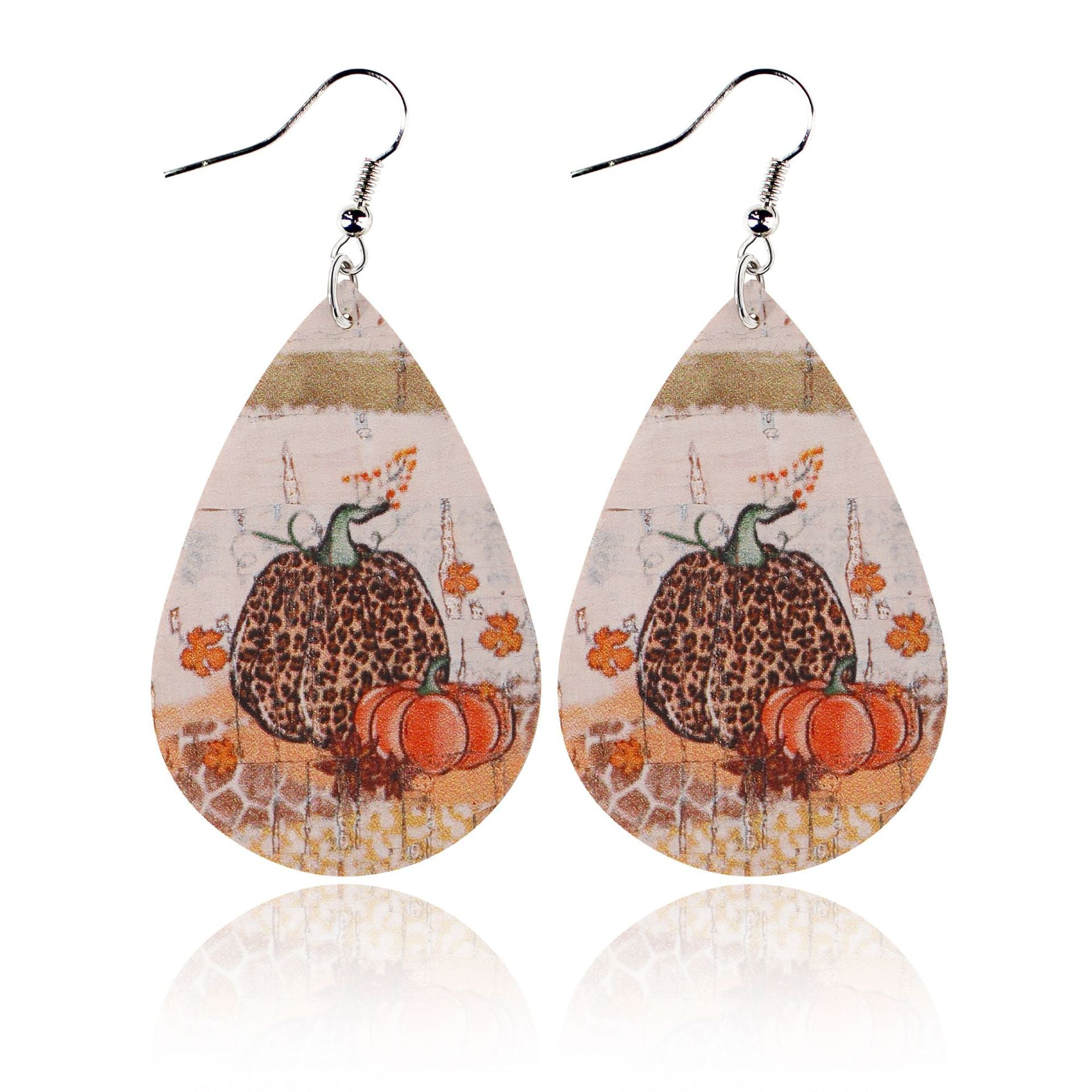 Wholesale Thanksgiving Gnome Maple Leaf Pumpkin Leather Drop Earrings