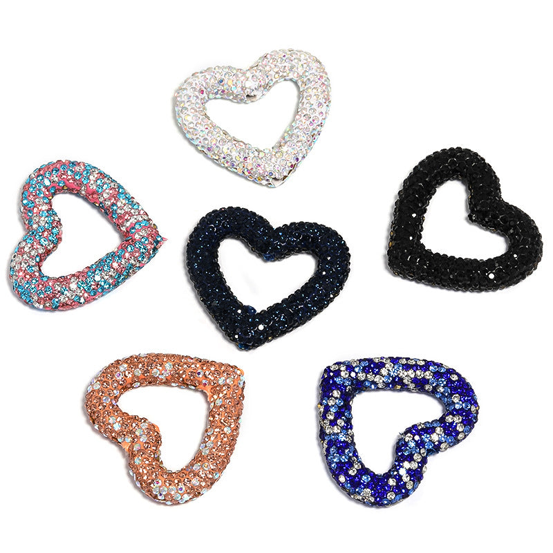 Wholesale 10pcs Rhinestone Colored Hollow Love Clay Beads Heavy Industry Cute Beads DIY