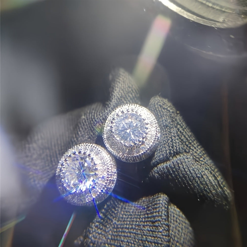 Wholesale Round patterned zircon inlaid earrings