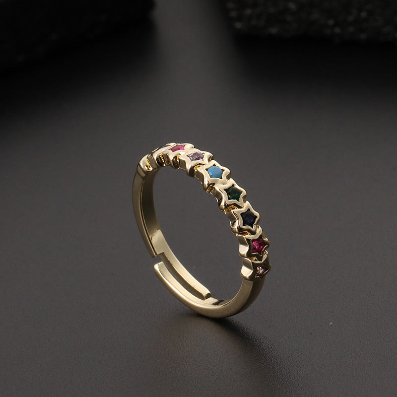 Anillo ajustable de apertura de la estrella de cobre al por mayor de cobre