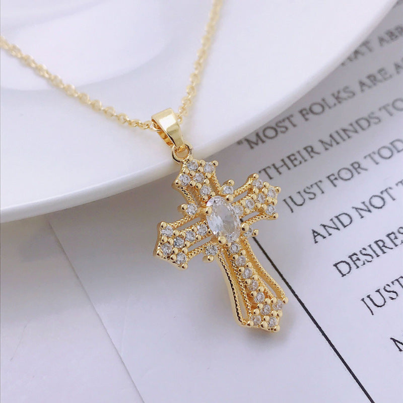 Wholesale Vintage Cross Pendant Necklace Distinctive  Simple Commemorative Gift