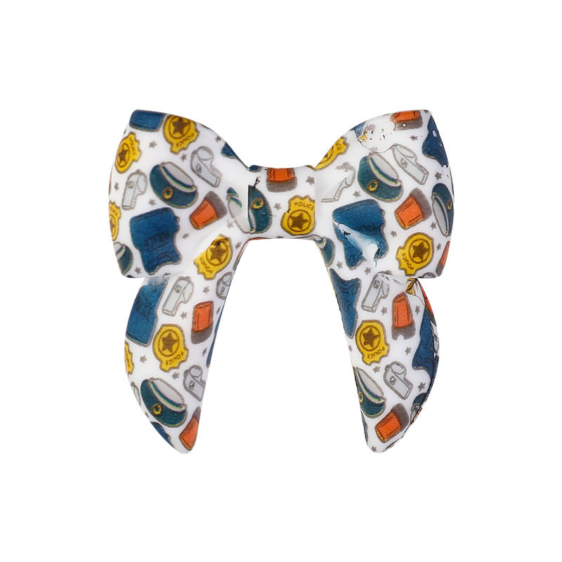 Wholesale  20pcs Bow Print 3D Silicone Bow Focal Beads Beaded Jewelry