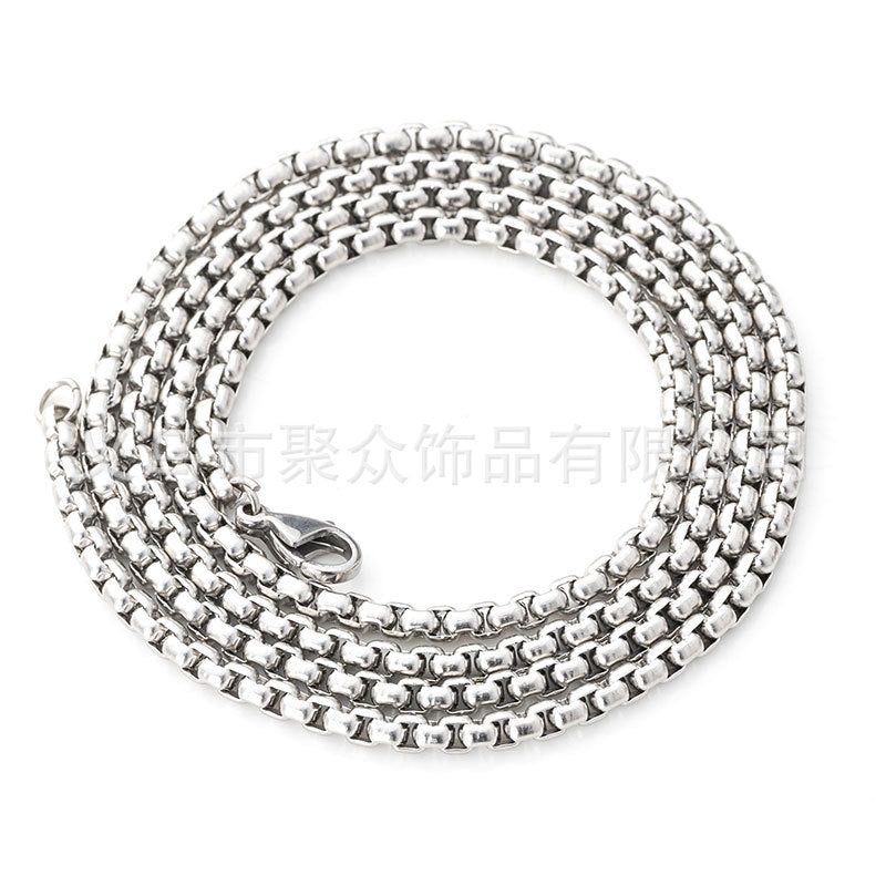 Wholesale 2.5mm stainless steel square pearl chain necklace