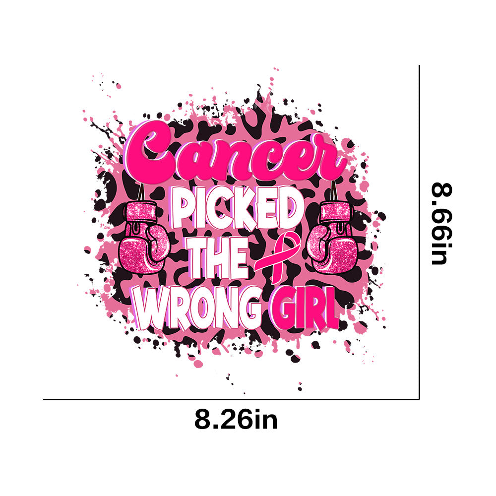 Wholesale Pink ribbon letter lip pattern UV DTF Ready to Press Transfers Wraps