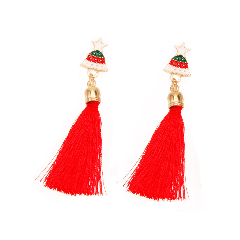 Wholesale Christmas Series Fashion Alloy Christmas Tree Old Man Bell Elk Candy Cane Earrings