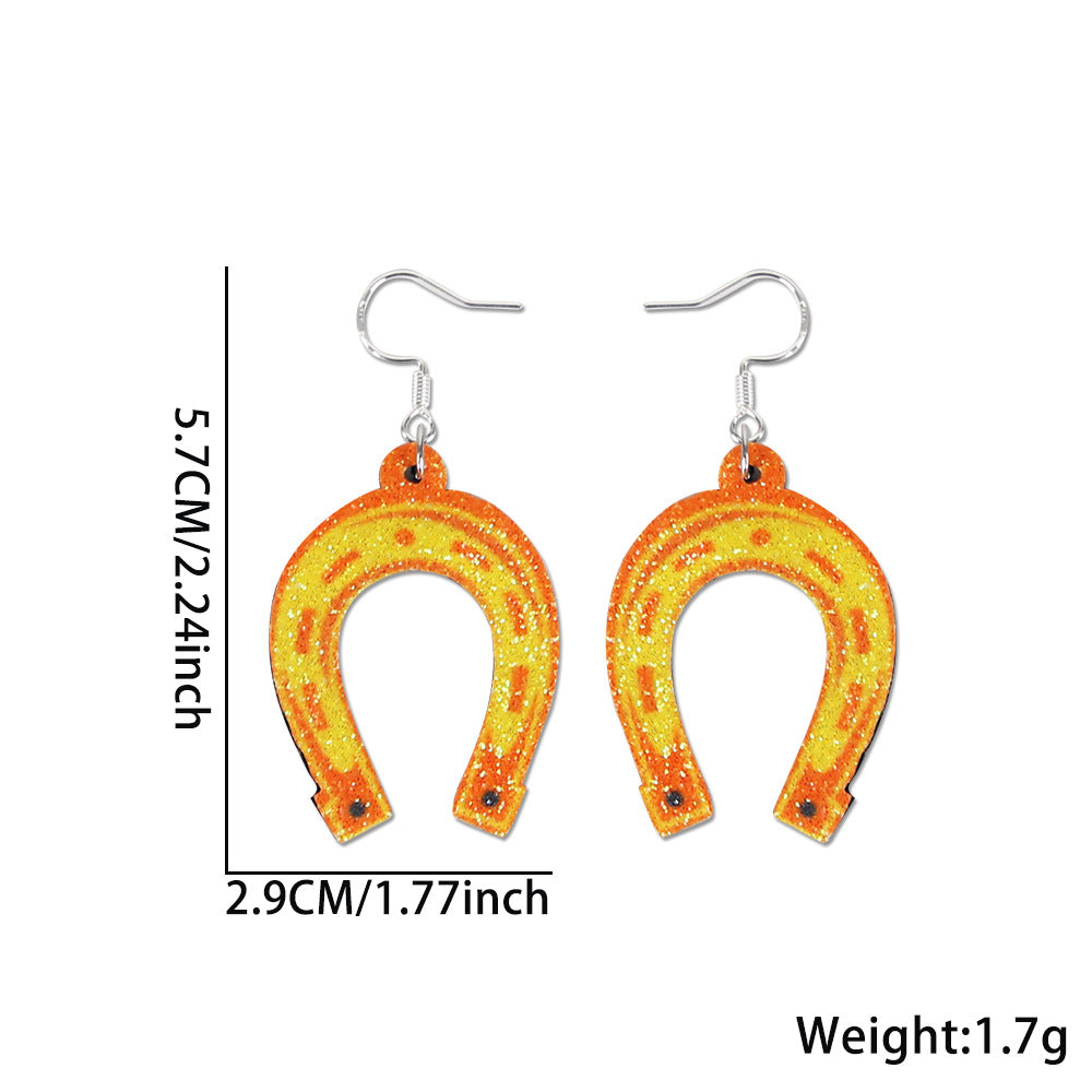 Wholesale St.  Patrick' s Day glitter green shamrock earrings