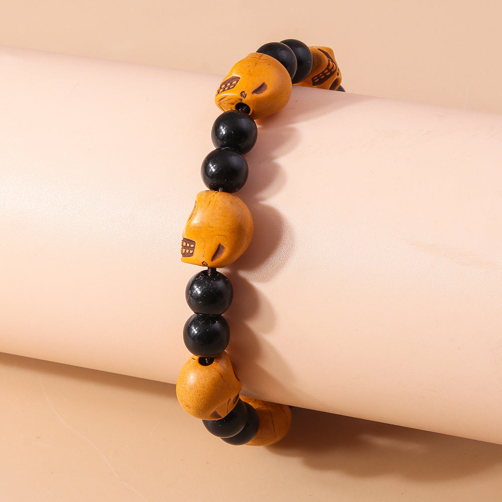 Wholesale Halloween Skull Pumpkin Beaded Bracelet