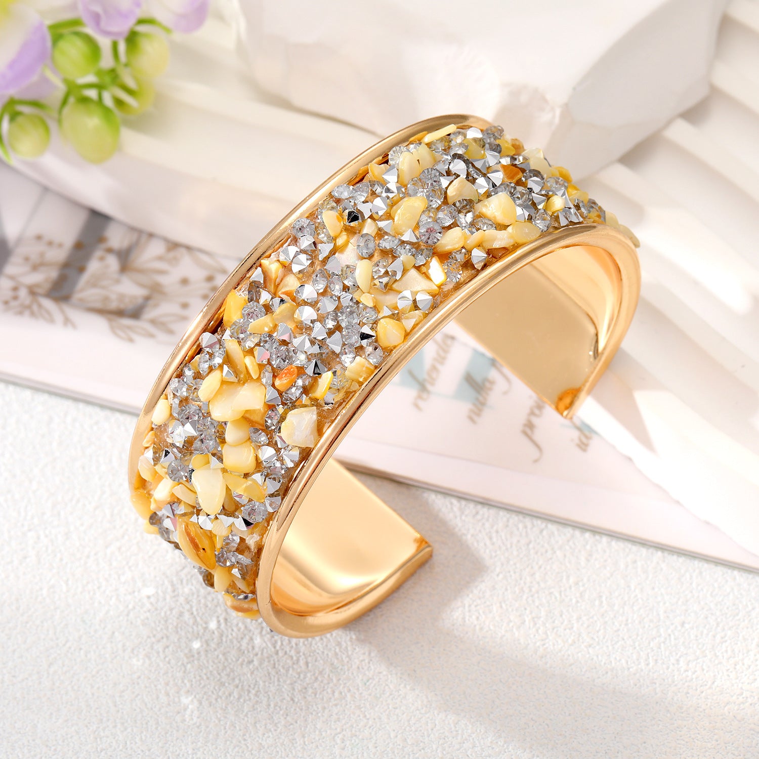 Wholesale Colored Crushed Stone Alloy Bracelet