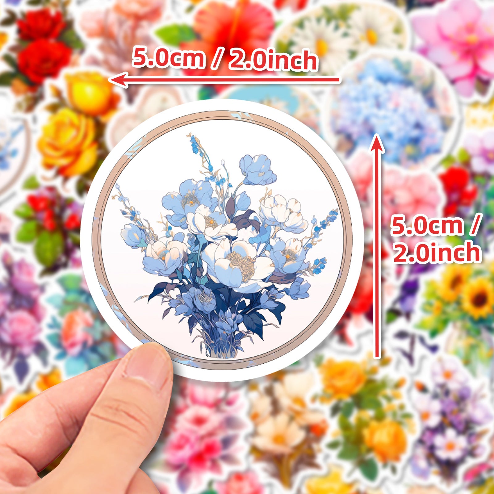 Wholesale 50pcs Retro Flower Graffiti Stickers Plant Flowers Cartoon Creative Notebook Stickers