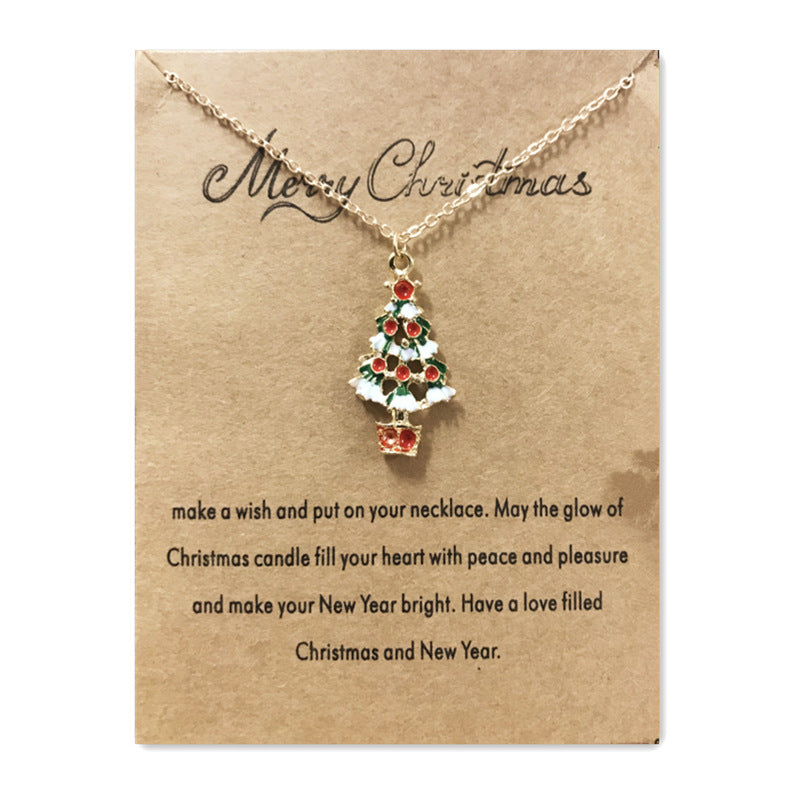 Wholesale Christmas Tree Pendant Card Necklace Clavicle Chain
