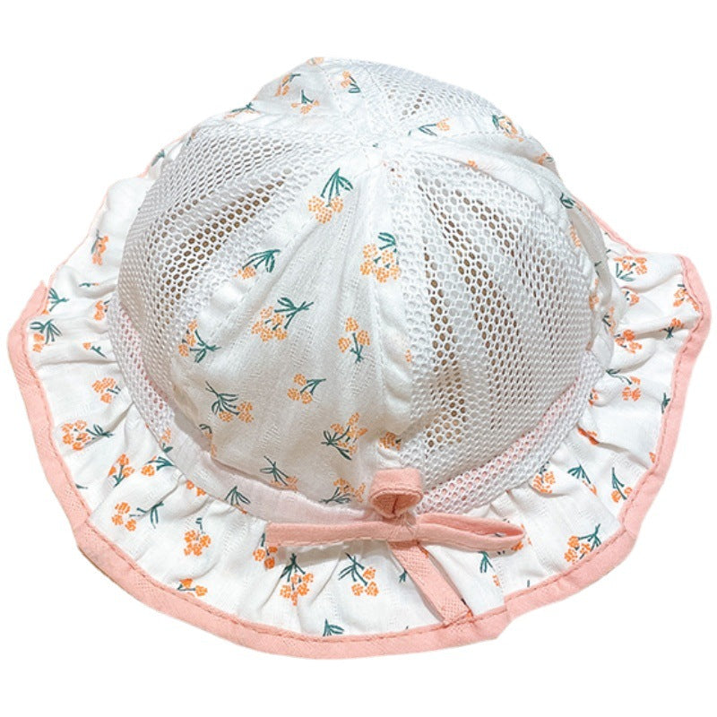 Wholesale Cotton Children's Summer Floral Mesh Breathable Bucket Hat