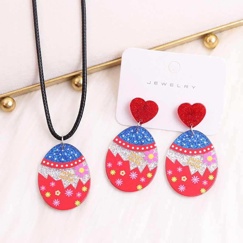 Wholesale Easter Egg Floral Rabbit Acrylic Earrings