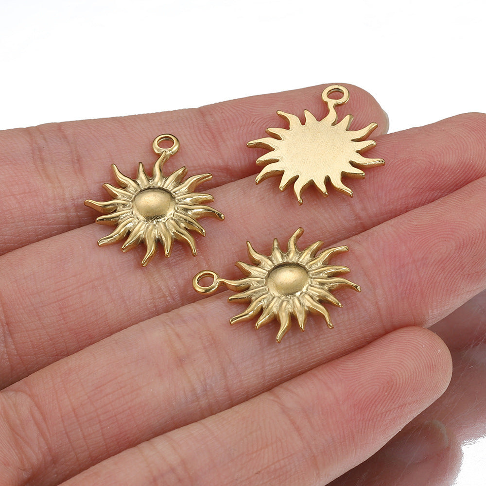 Wholesale 5pcs Stainless Steel Hydraulic Pendant Heart Shaped Sun Pendant Diy Accessories