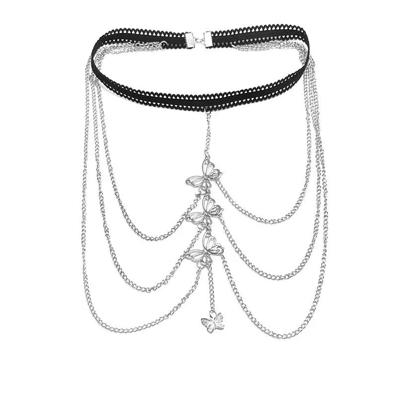 Wholesale Fashion Gold Body Chain Set For Women Trendy Collarbone Neck Leg Chain Jewelry Accessory Everyday Wear