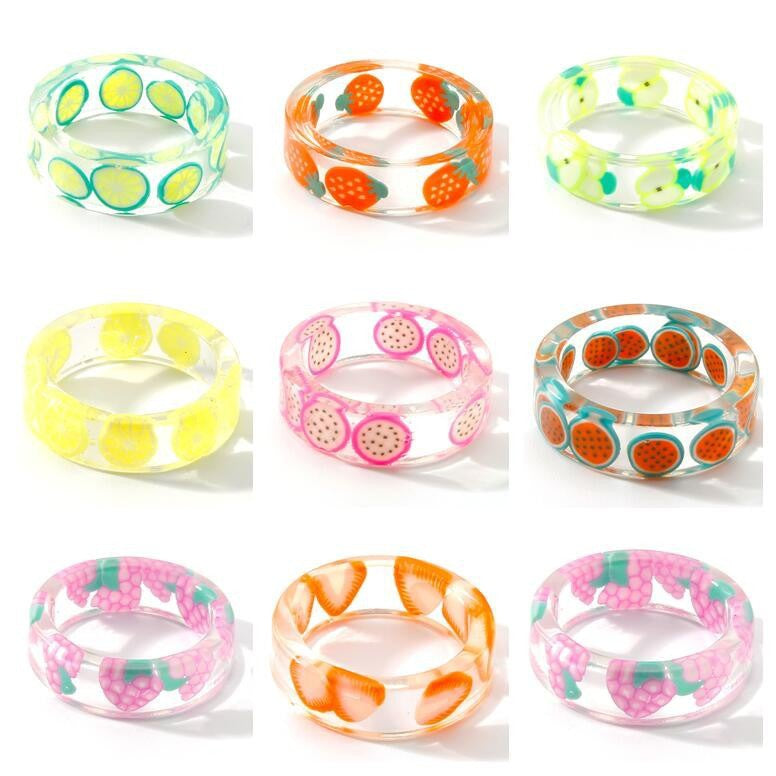 Wholesale Creative Resin Colored Acrylic Transparent Ring