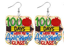 Wholesale Wooden Printed Earrings for Teachers' Day and Graduation Season