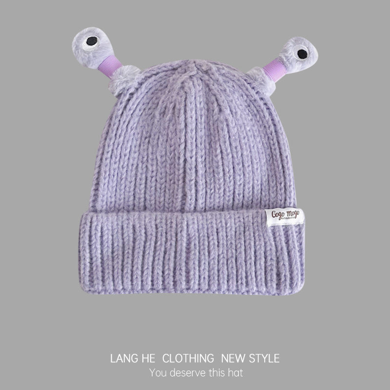 Wholesale Winter Cartoon Funny Eyes and Glowing Tentacles Parent-child Knitted Wool Hat